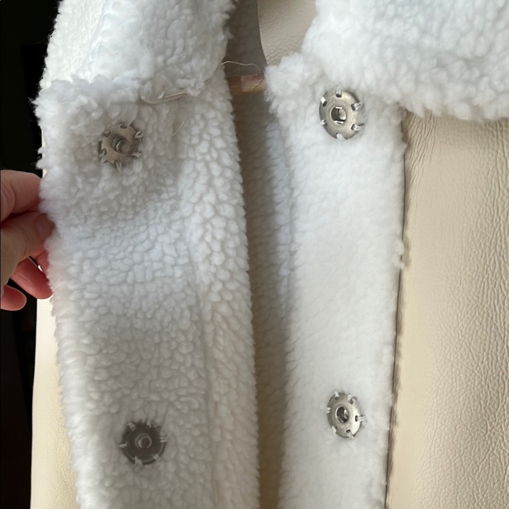 Cream Teddy Jacket with Fluffy Texture - Picture 3 of 5